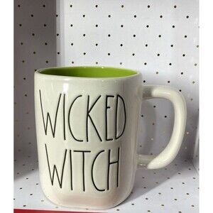 Rae Dunn Artisan Collection WICKED WITCH White w/Green Interior Mug Double Sided
